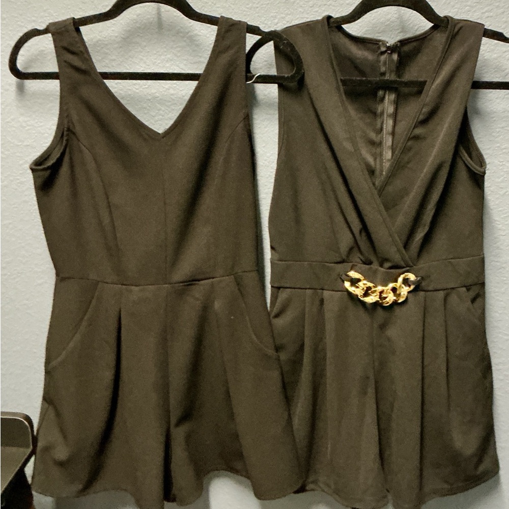 Lot of (2) Chic Black Sleeveless Rompers Size S